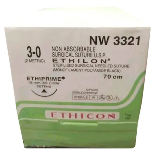 Ethicon Ethilon Sutures USP 3-0, 3/8 Circle Cutting - NW3321 -12 Foils