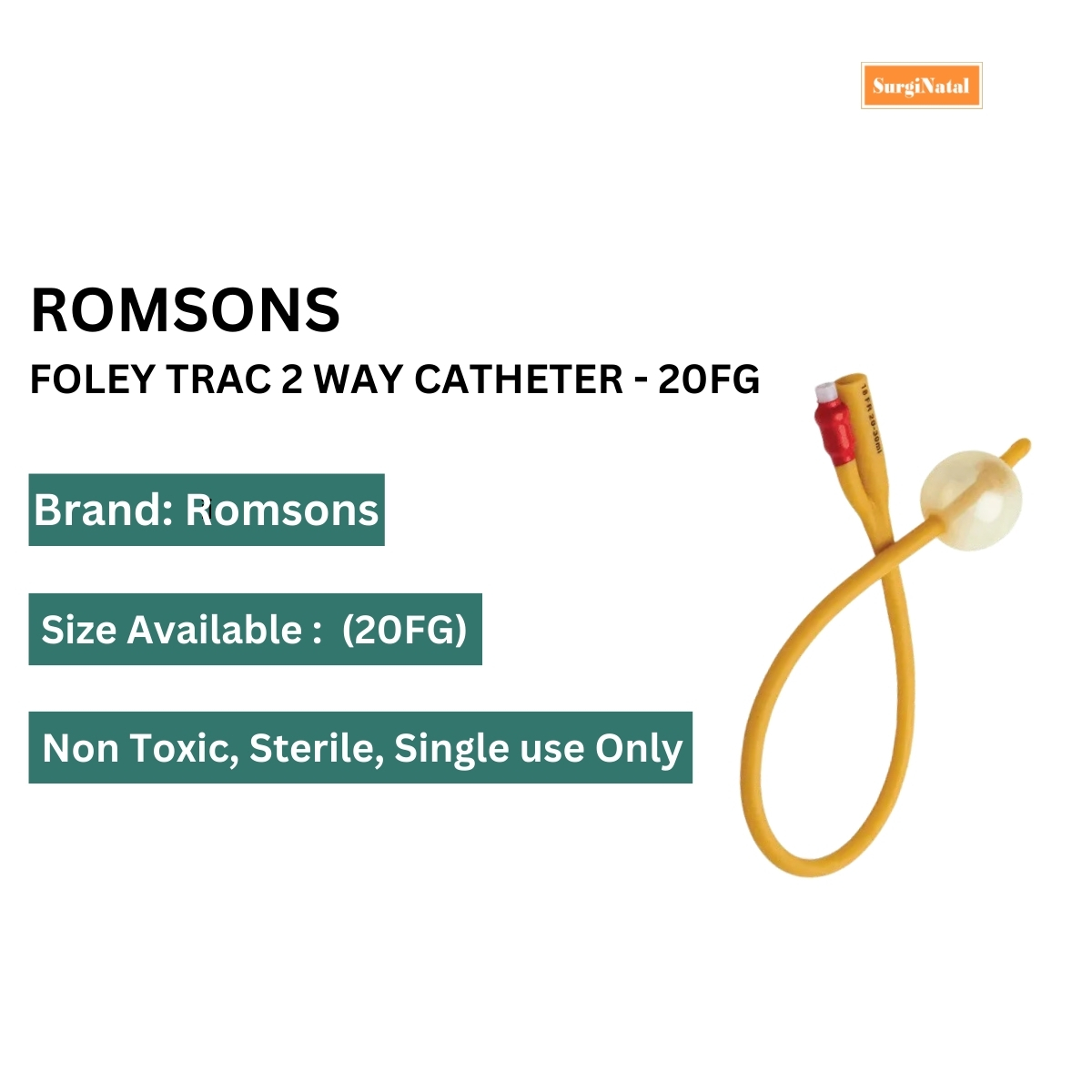 romson foley trac 2 way catheter - 20fg
