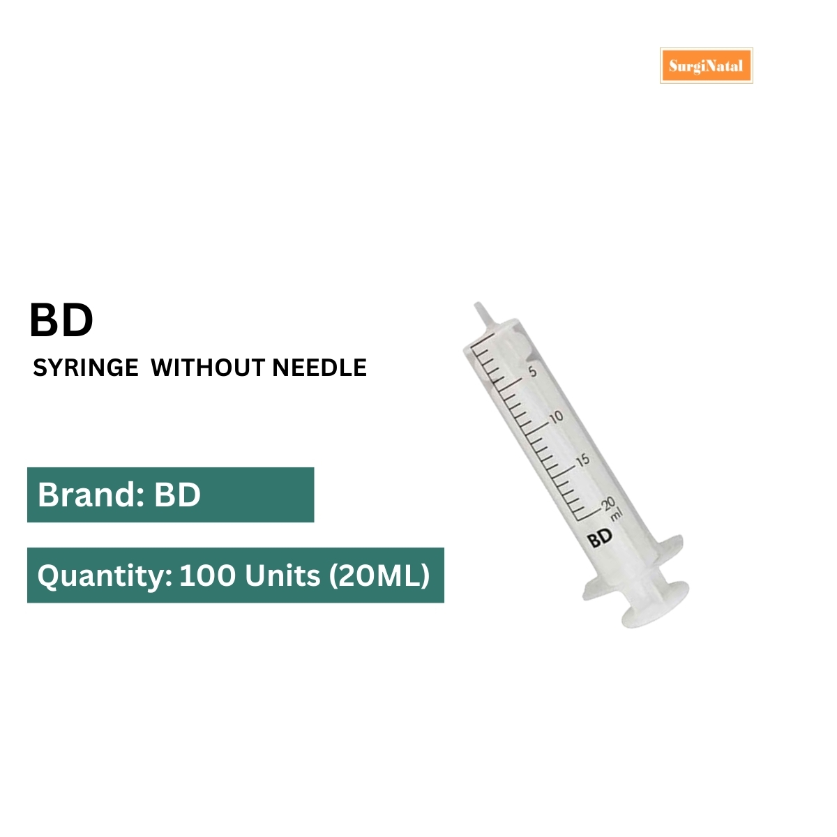 bd discardit syringe 20ml without needle -80 pcs box