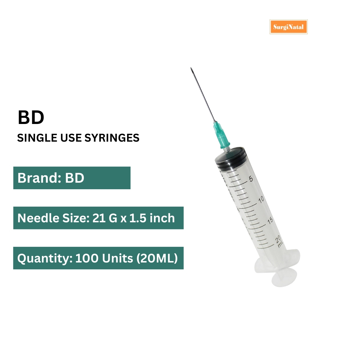 bd discardit syringe 20ml - 21g*1.5 inch