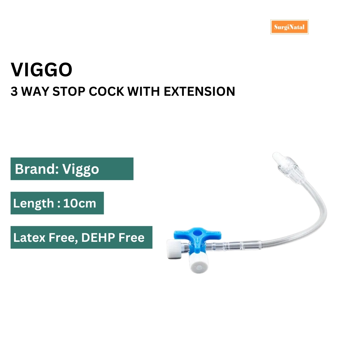 viggo 3 way stop cock with extension line 10 cm