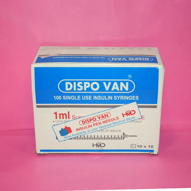 Dispo Van Syringe Insulin 1ml U-40  - 100 Units Pack