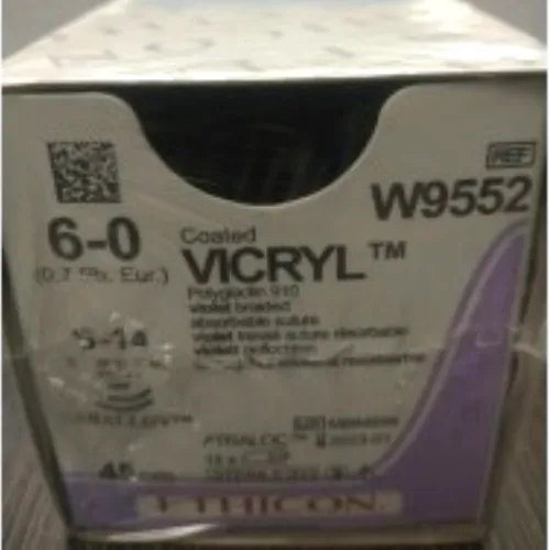 Ethicon Vicryl Sutures USP 6-0, 1/4 Circle Spatulated S-24 Double Needle - W9552