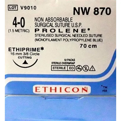 Ethicon Prolene Sutures USP 4-0, 3/8 Circle Cutting Ethiprime - NW870 -12 Foils