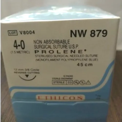 Ethicon Prolene Sutures USP 4-0, 3/8 Circle Reverse Cutting NW879 -12 Foils