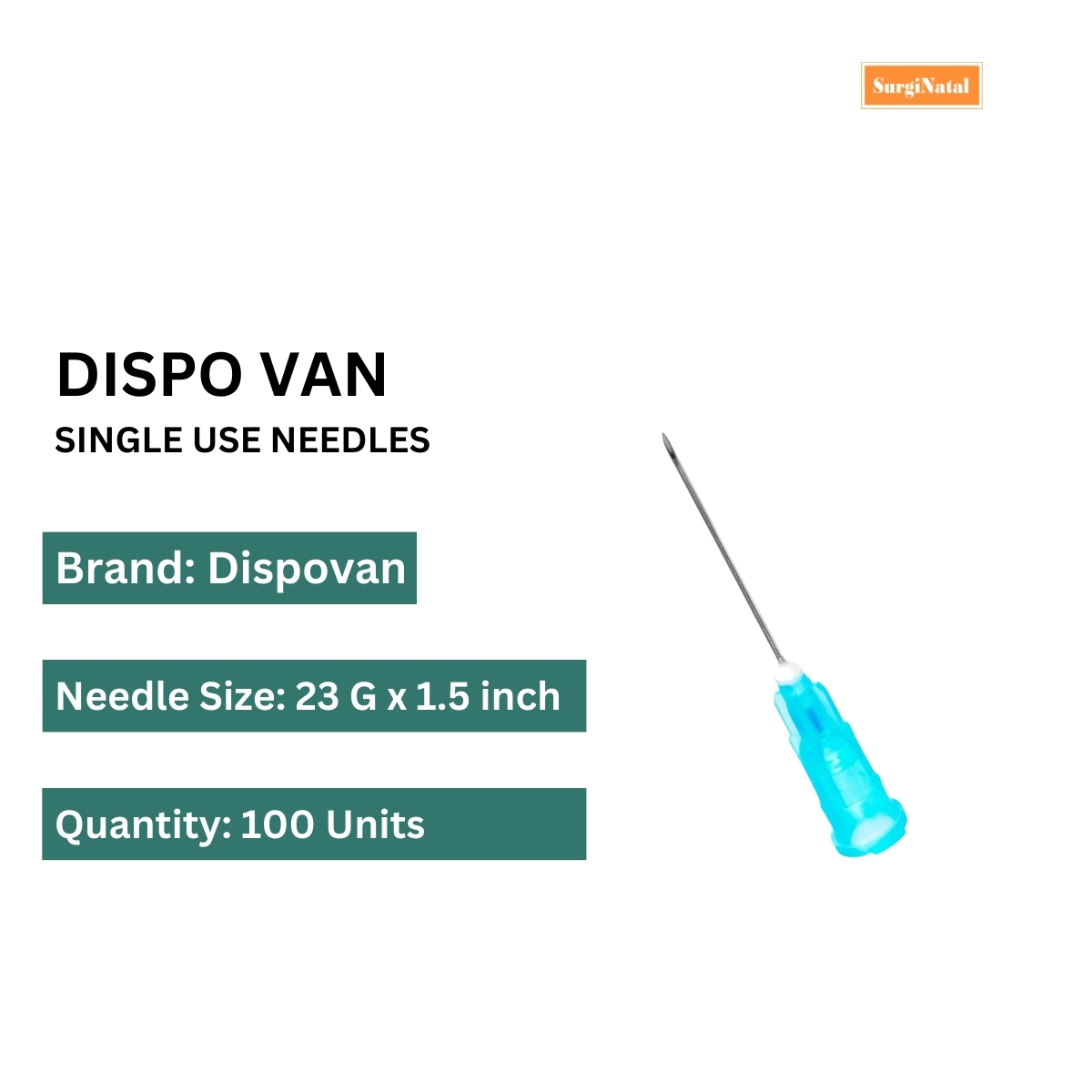 dispo van hypodermic needle - 23g*1.5 inch - 100 units pack