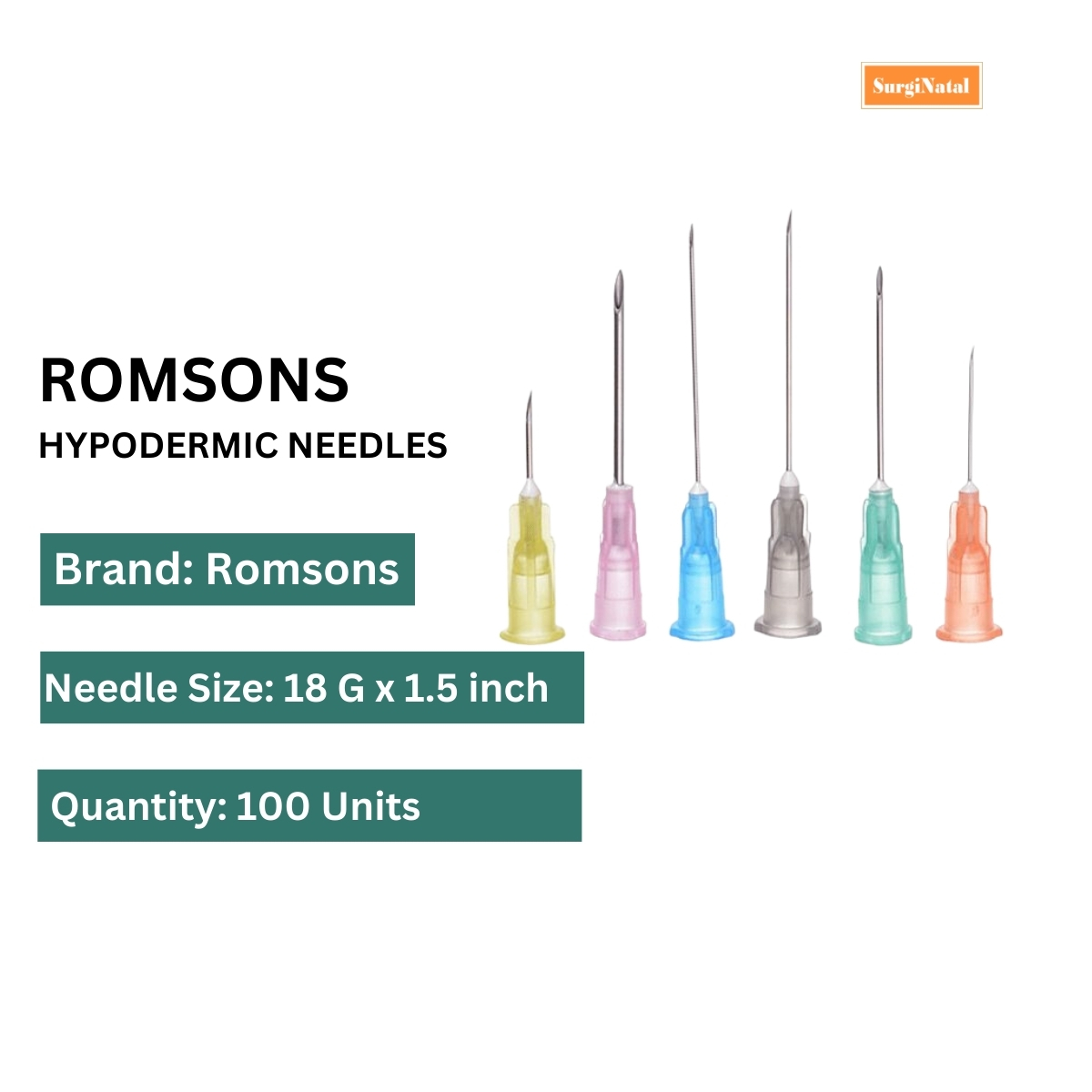 romsons hypodermic needles - box of 100 needles
