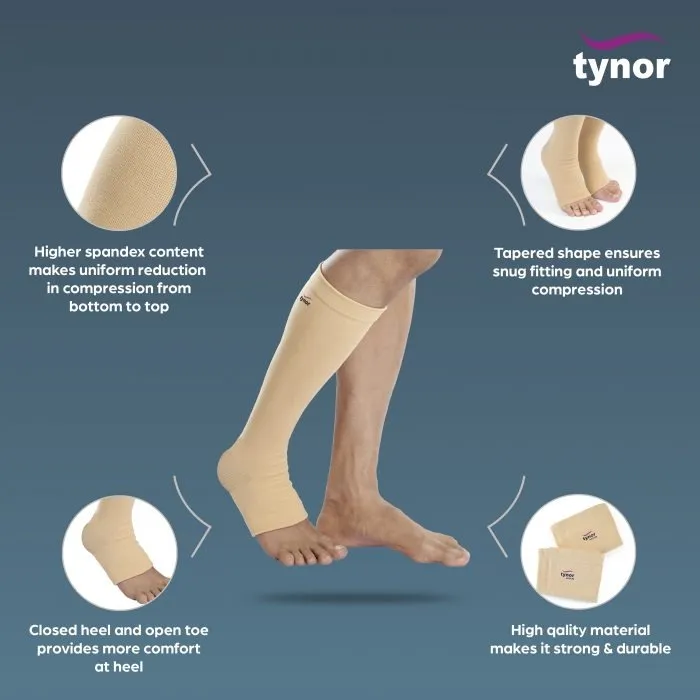 tynor below knee compression stockings (medium)