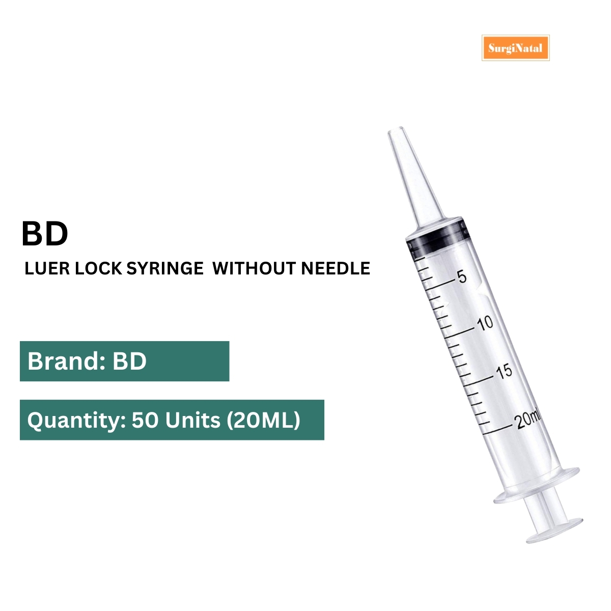 bd luer lock syringe 20ml without needle