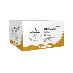 Ethicon Ethisteel Stainless Steel Sutures USP 6, 1/2 Circle 3 Round Body 1 Conventional Cutting CCS Blunt Point - MNW9454