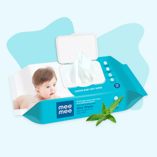 Mee Mee Caring Baby Wet Wipes With Aloe Vera Extracts with Lid 72 pcs