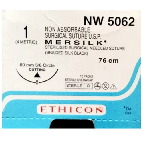 Ethicon Mersilk Sutures USP 1, 3/8 Circle Cutting - NW5062