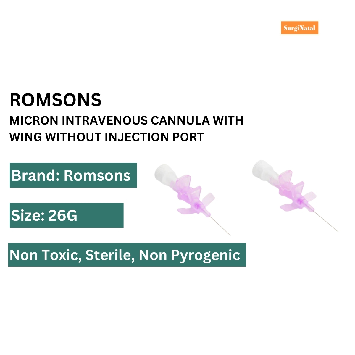 romsons micron paediatric intra venous cannula - 26g