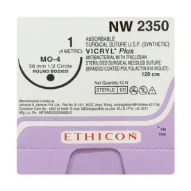 Ethicon Vicryl Sutures USP 1, 1/2 Circle Round Body - NW2350