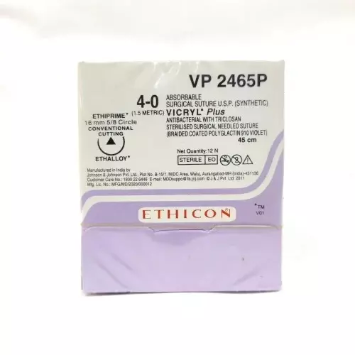 Ethicon Vicryl Sutures USP 4-0, 5/8 Circle Cutting - NW2465P