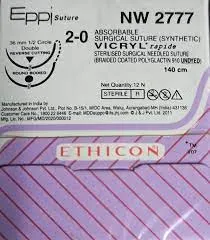 Ethicon Vicryl Rapide Sutures USP 3-0, 1/2 Circle Round Body - NW2777