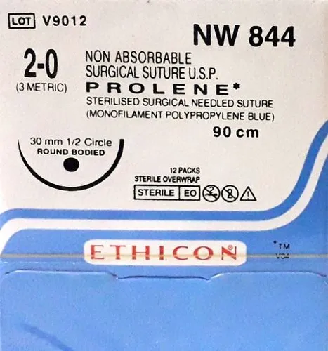 Ethicon Prolene Sutures USP 2-0, 1/2 Circle Round Body - NW844P