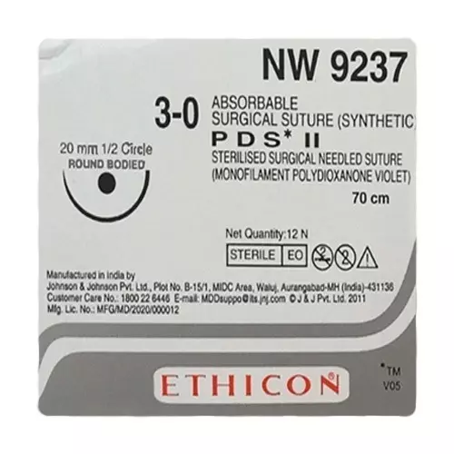Ethicon PDS II Sutures USP 3-0, 1/2 Circle Round Body - NW9237P