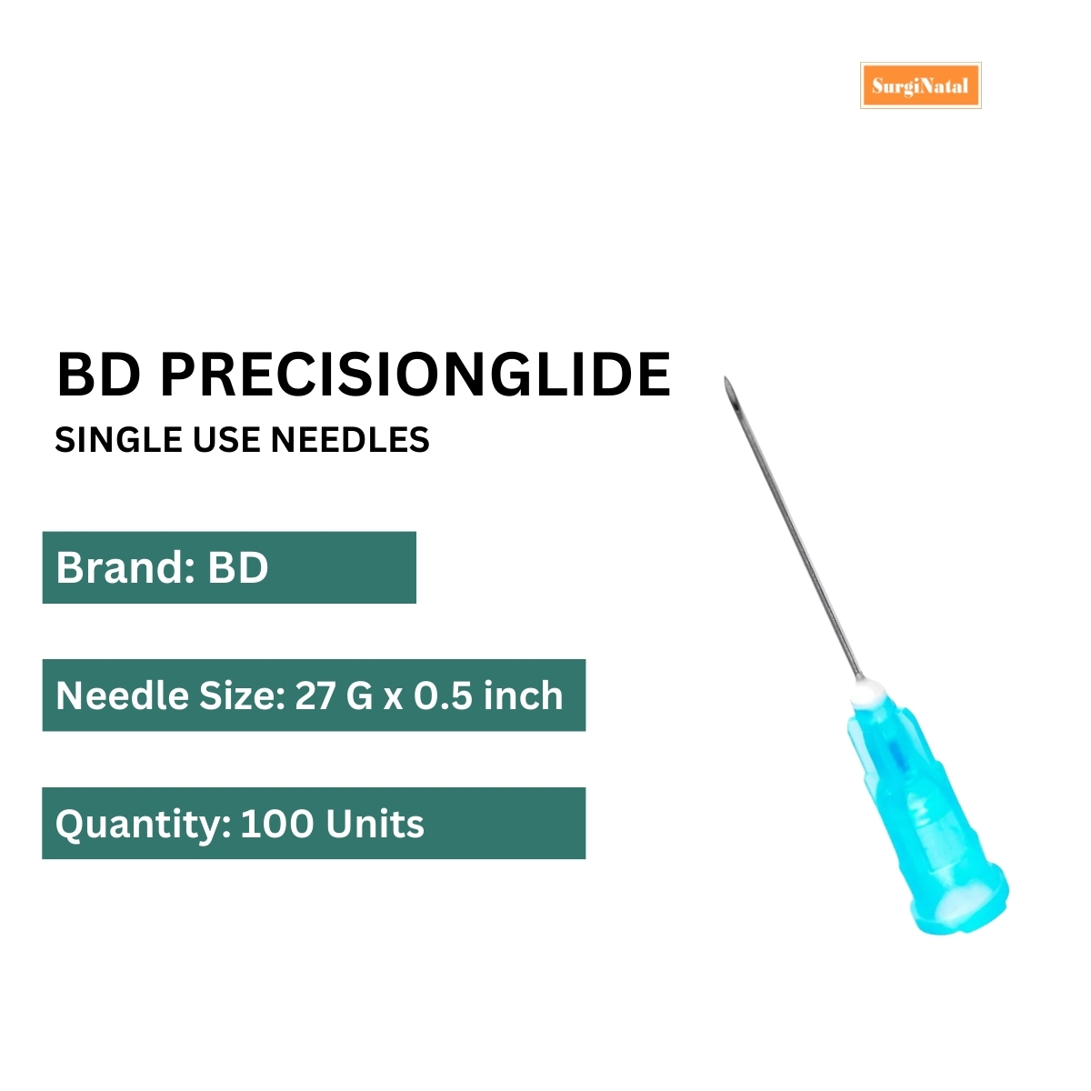 bd needles precisionglide 27g*0.5 inch - 100 units pack