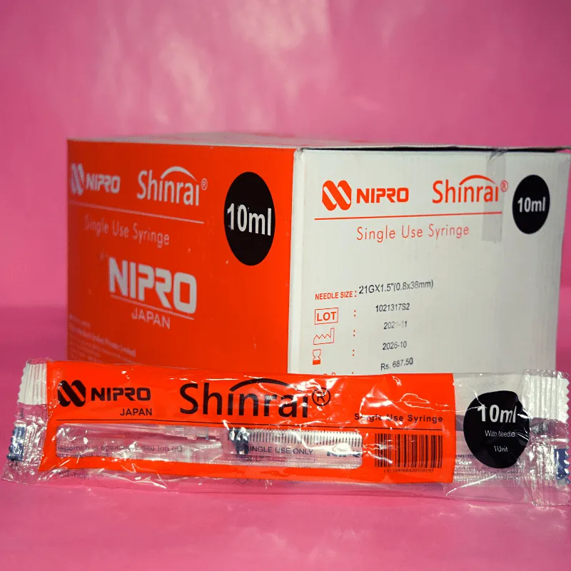 Nipro Shinrai Syringe 10ml - 21G Needle - 50 Units Pack