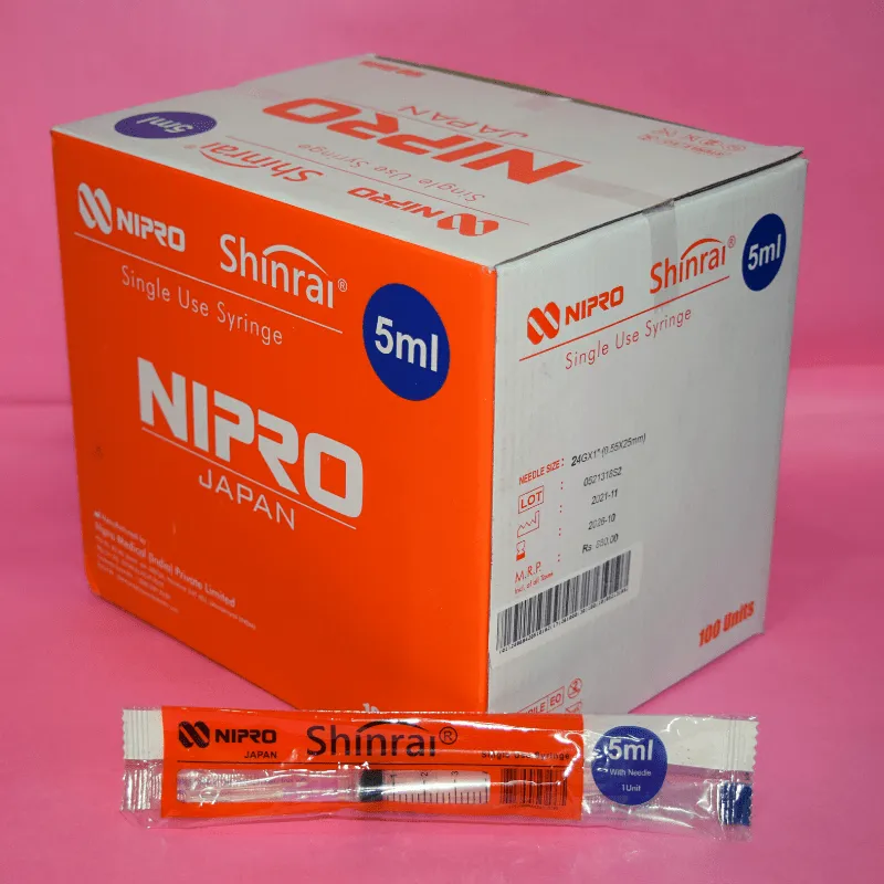 Nipro Shinrai Syringe 5ml 24G -100 Units Pack
