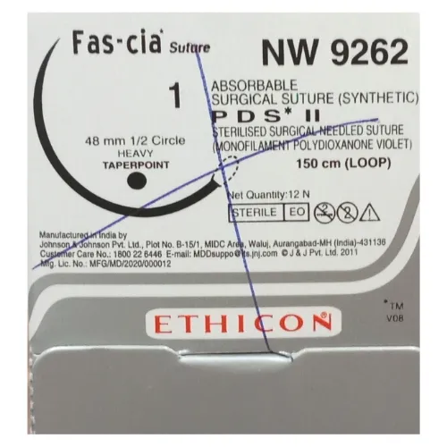 Ethicon PDS*II Suture USP 1-0 NW 9262 Taperpoint, 12 Foils
