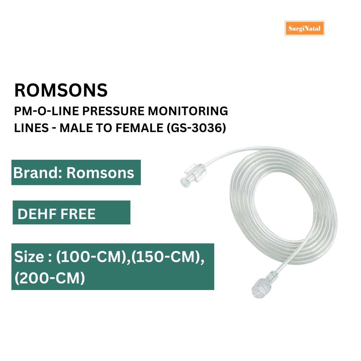 romsons pm-o-line pressure monitoring lines - male to female (gs-3036)