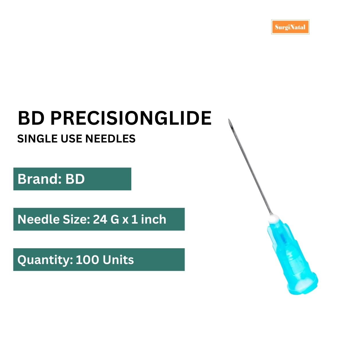 bd needles precisionglide 24g*1 inch - 100 units pack