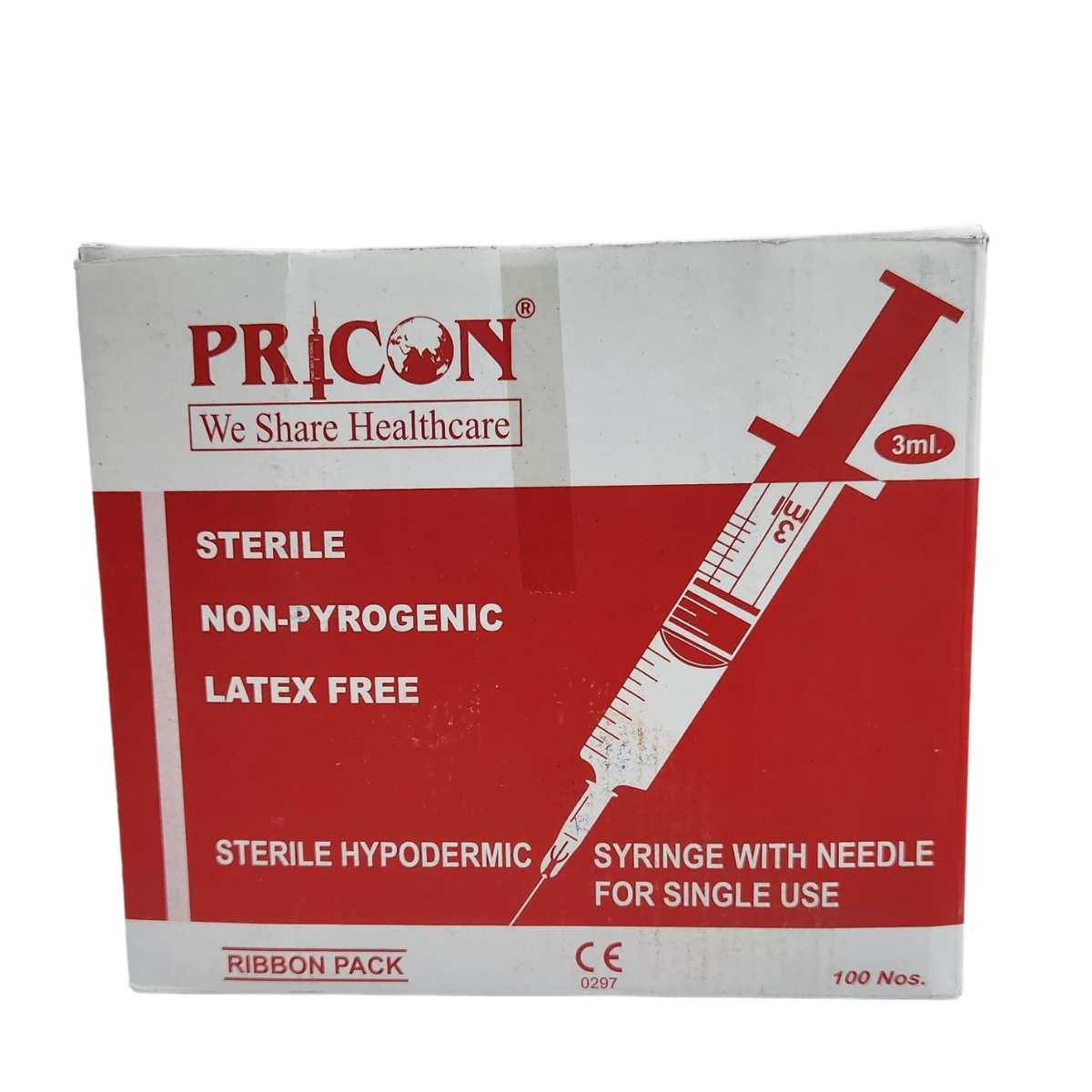 Pricon 3ml Syringe With Needle - 100 Units Pack