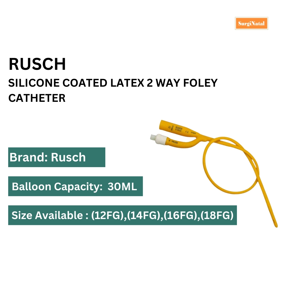 rusch silicone coated latex 2 way foley catheter