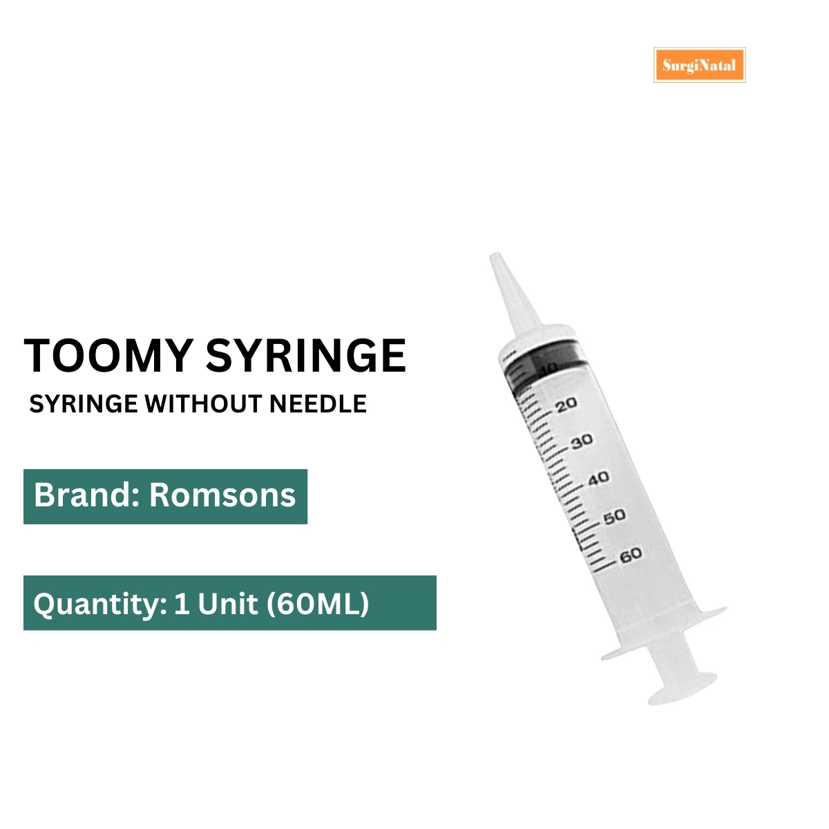 romsons toomy syringe with catheter mount 60ml