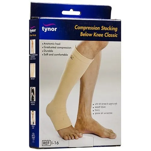 Tynor Compression Stocking Below Knee Classic - Beige, Pair - FitMax