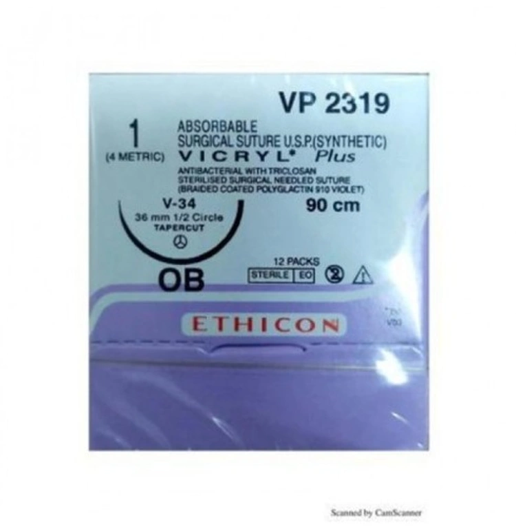 Ethicon Vicryl Plus Sutures USP 1, 1/2 Circle Tapercut - VP2319/ VP2519