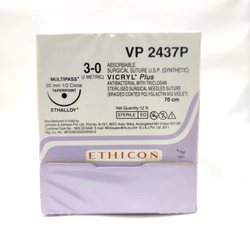 Ethicon Vicryl Plus Sutures USP 3-0, 1/2 Circle Round Body - VP2437P