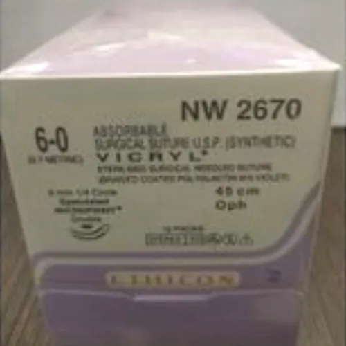 Vicryl Sutures USP 6-0, 1/4 Circle Spatulated Micropoint Double Needle NW2670