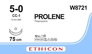 Ethicon Prolene Sutures USP 5-0, 3/8 Circle CC-1 Double Needle W8721