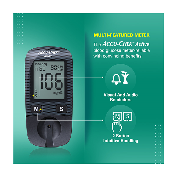 accu-chek active glucometer with 10 test strips