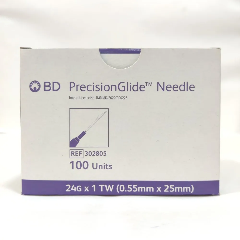 BD PrecisionGlide Needle 24G X 1 Pack of 100 Pcs