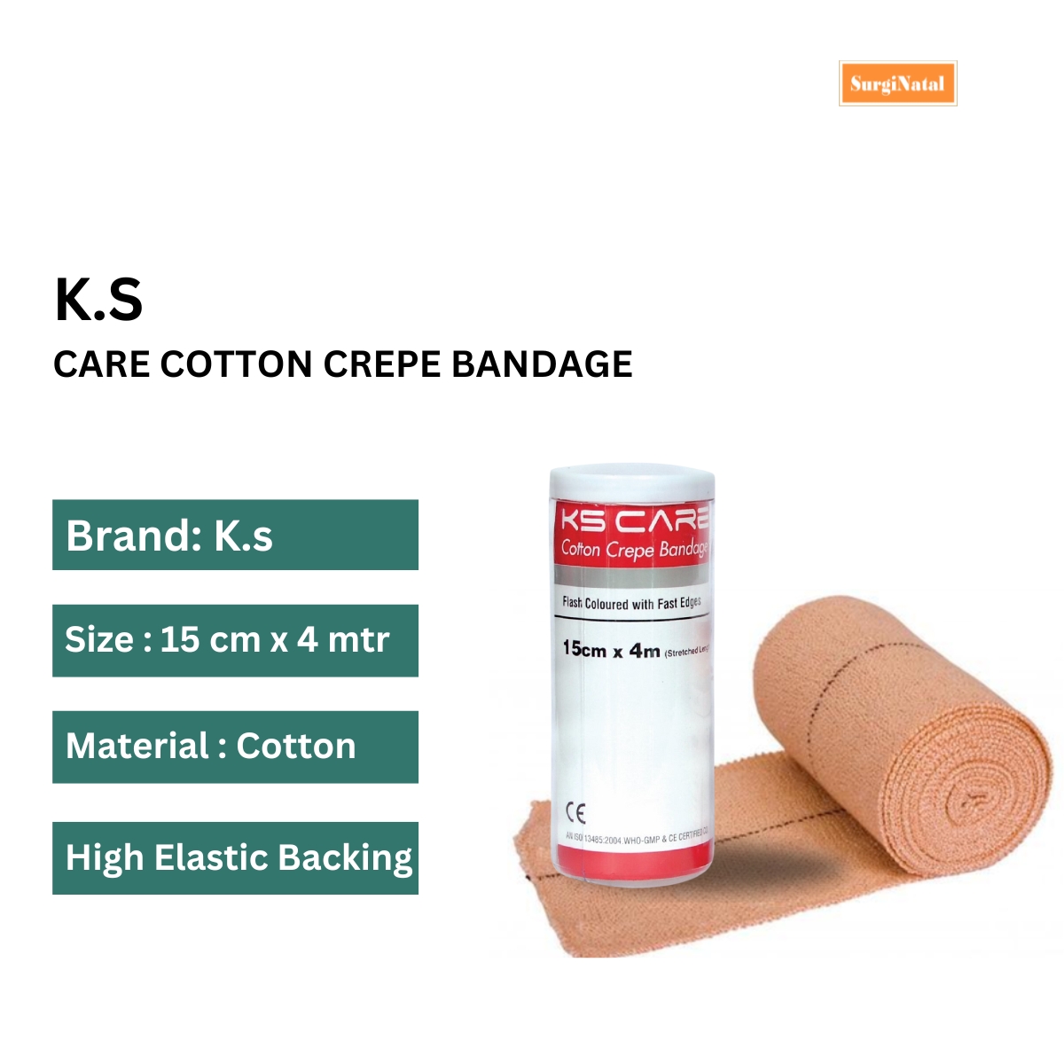 k. s. care cotton crepe bandage 15 cm x 4 mtr