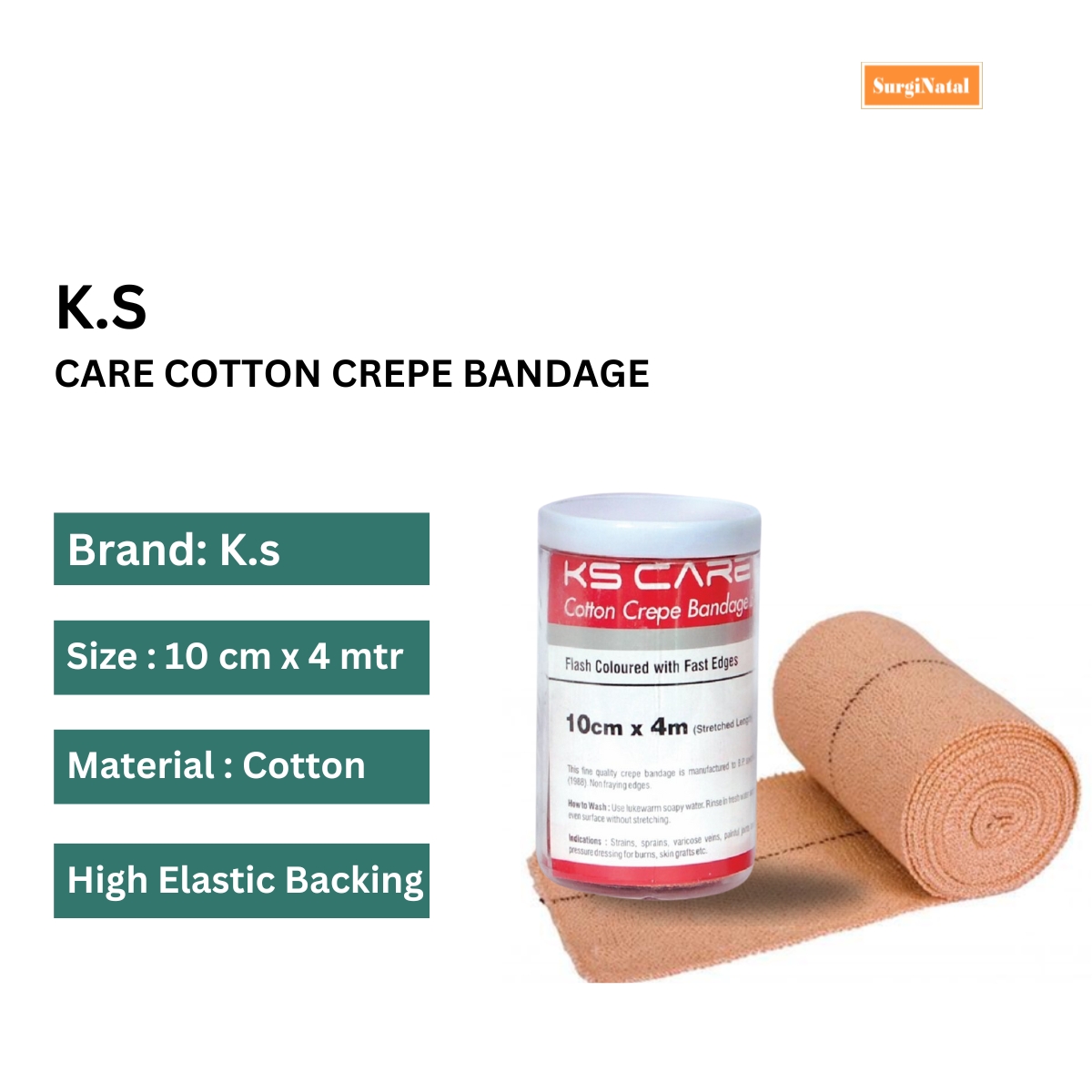 k. s. care cotton crepe bandage 10 cm x 4 mtr
