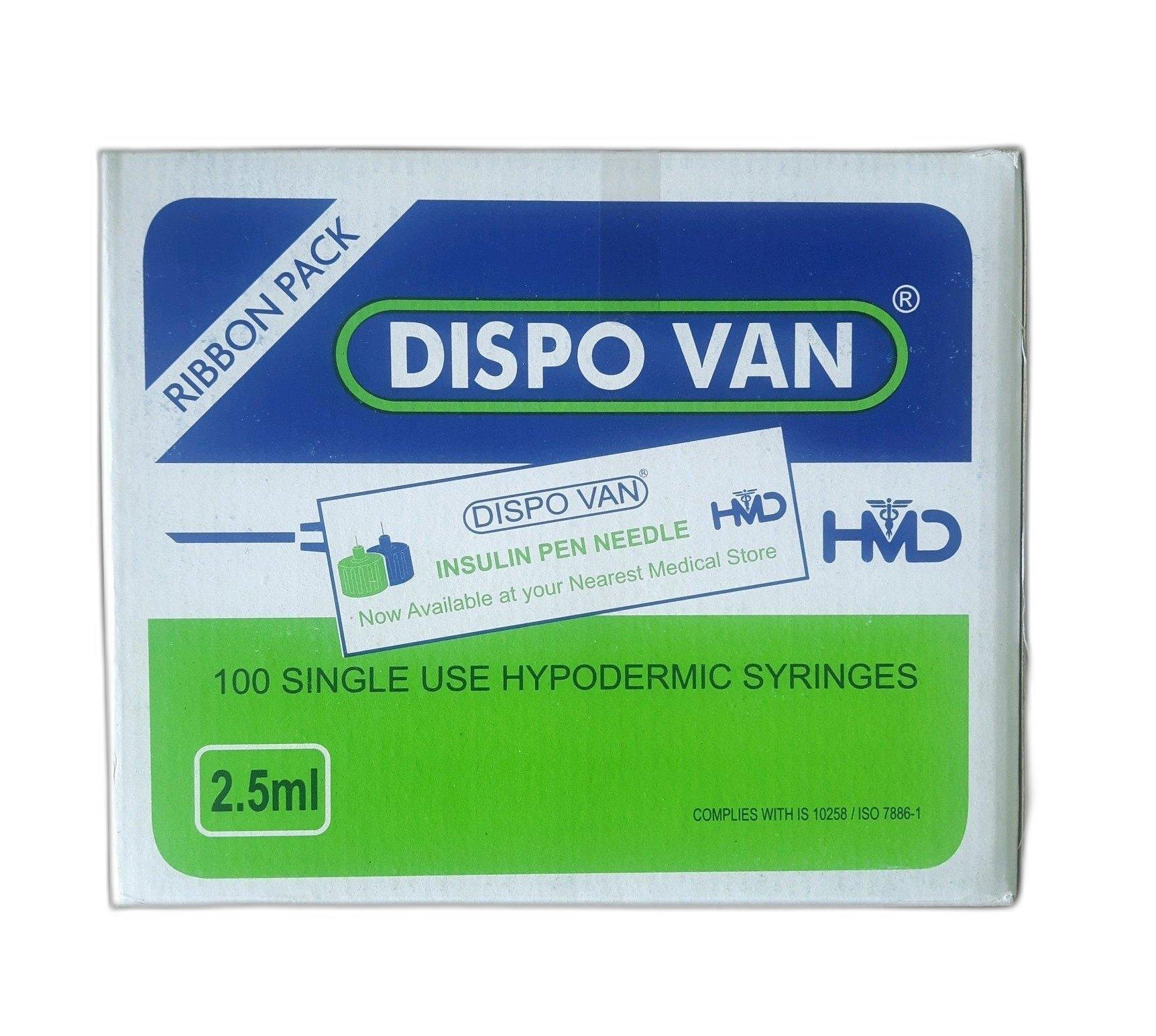 Dispovan  Syringe 2.5ml 24G (100 Units)
