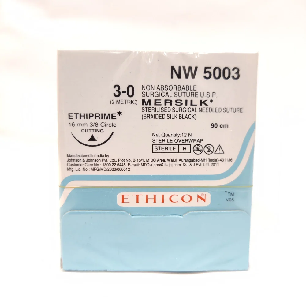 Ethicon Mersilk Sutures USP 3-0, 3/8 Circle Cutting Ethiprime - NW5003 -12 Foils