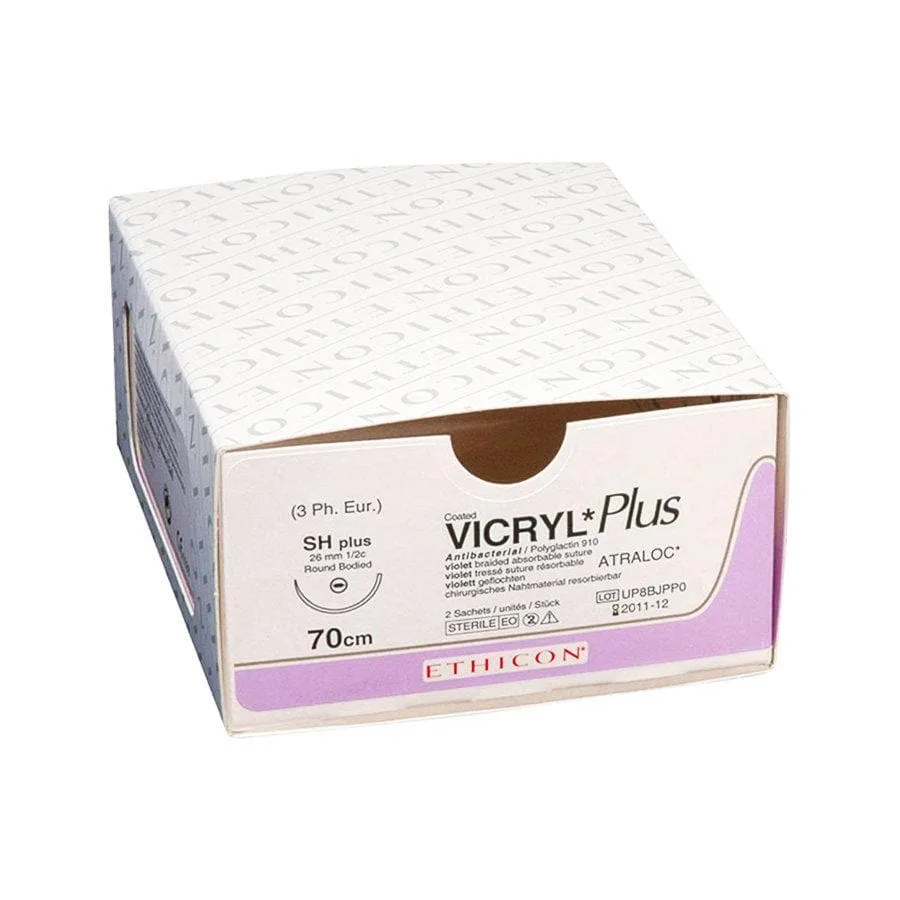 Ethicon Vicryl Sutures USP 1, 1/2 Circle Round Body Heavy - NW2359