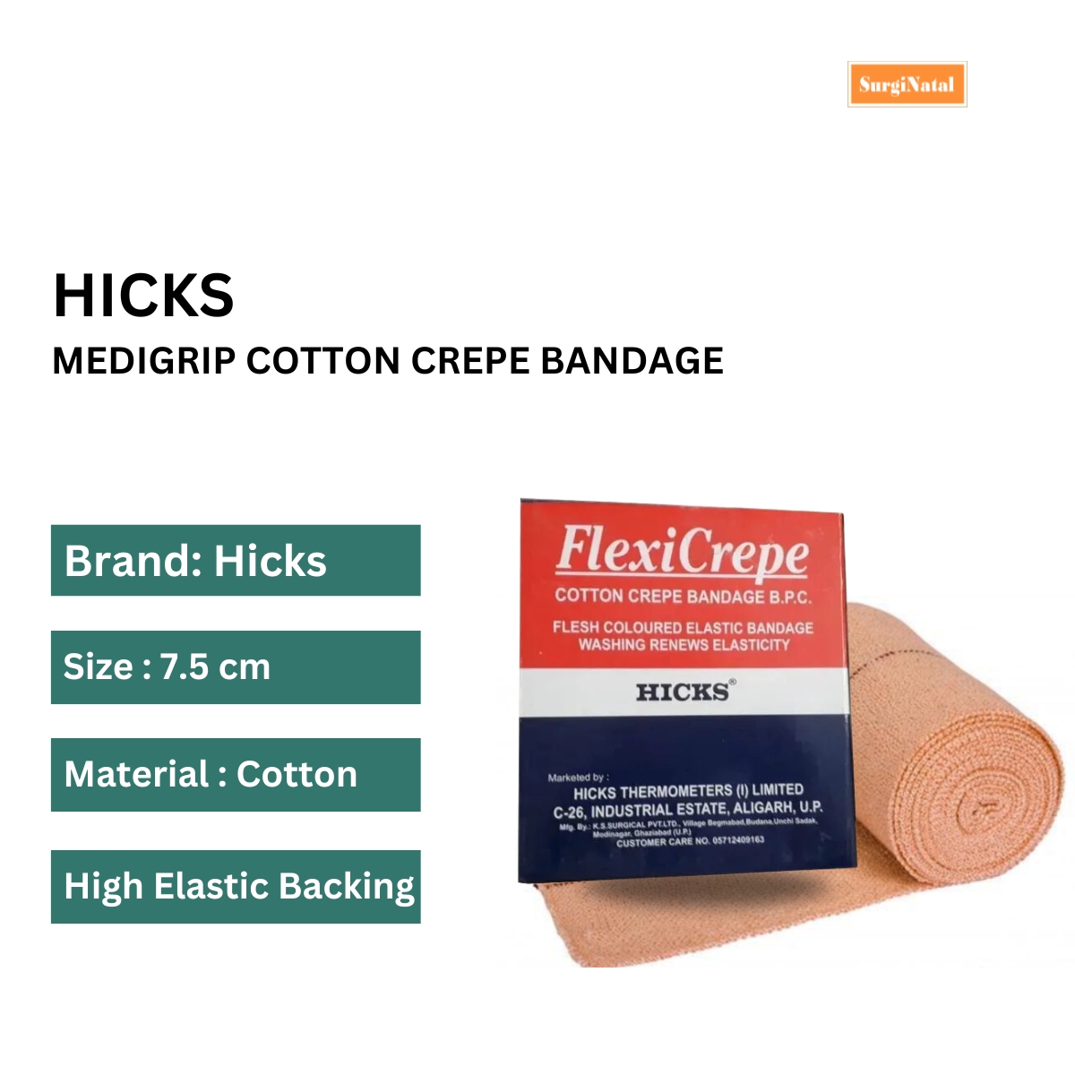 flexicrepe hicks cotton crepe bandage 7.5 cm