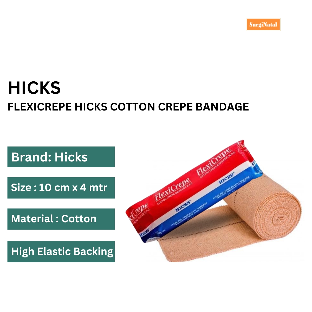 flexicrepe hicks cotton crepe bandage 10cm x 4mtr