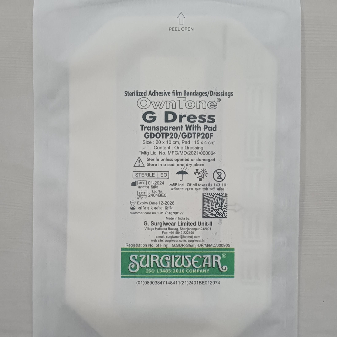 Surgiwear G Dress Transparent 20*10 with Pad -10 pcs pkt