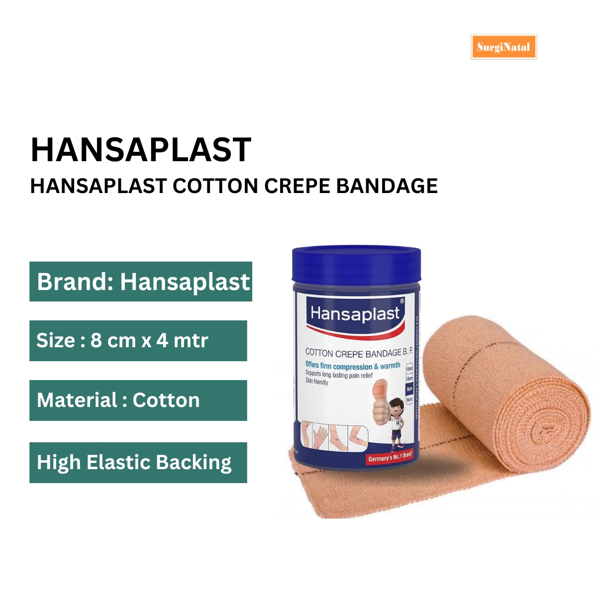 hansaplast cotton crepe bandage 8 cm*4m