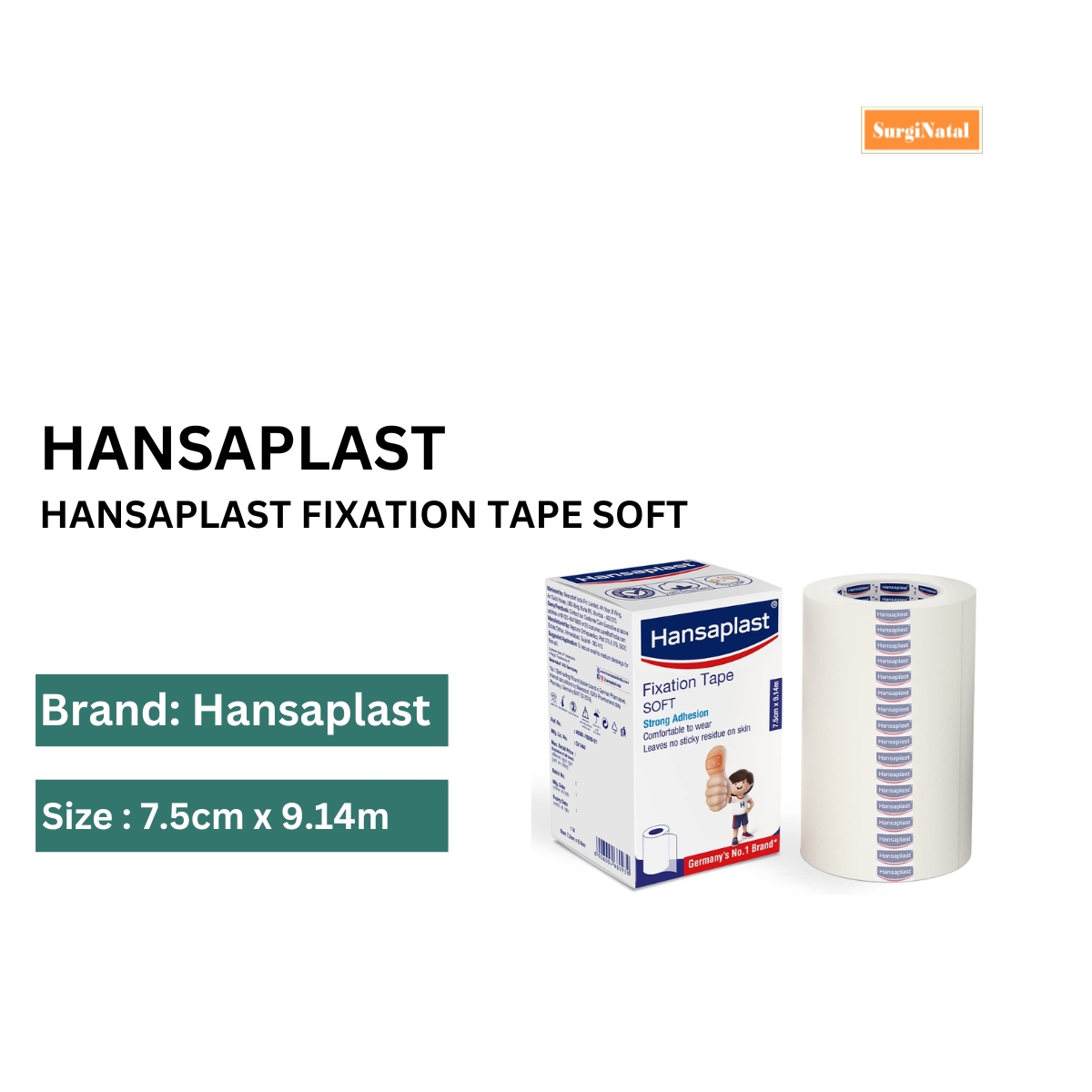 hansaplast fixation tape soft (individual packing) 7.5cm*9.14 mtr (4 rolls)