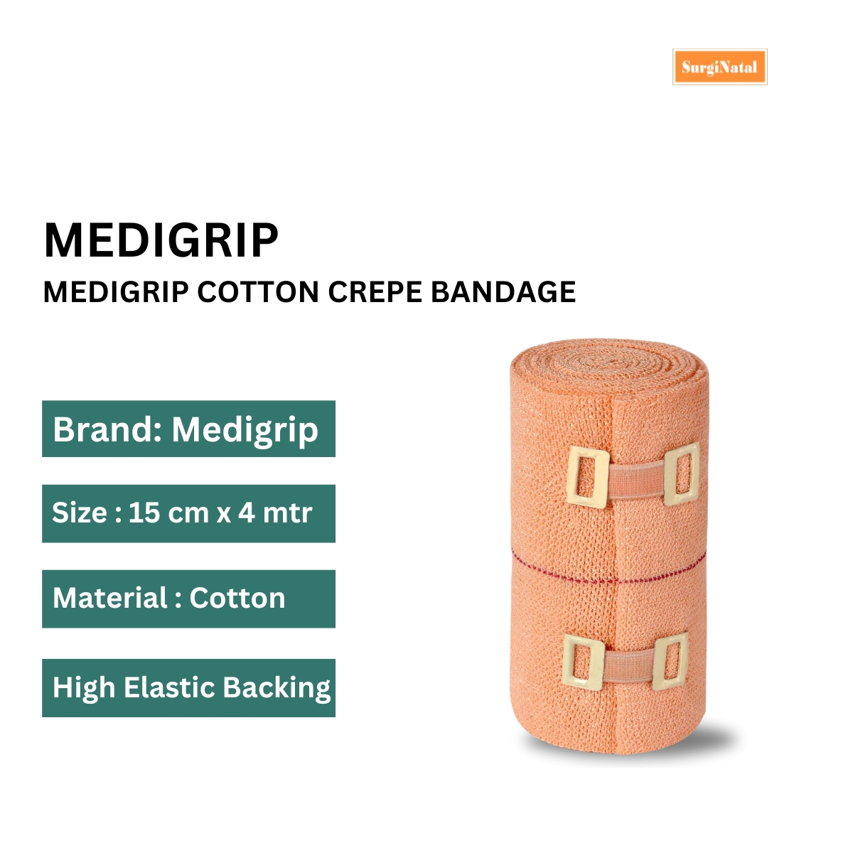medigrip cotton crepe bandage 15cm x4mtr