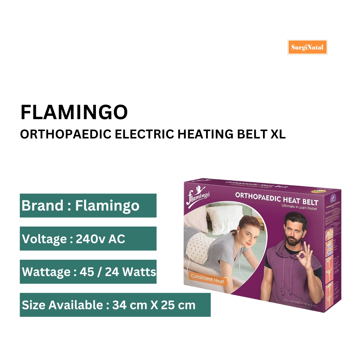 flamingo orthopaedic electric heating belt xl